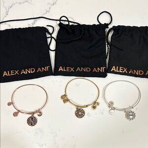 Alex and Ani Trio Charm Bangles in Mixed Metals